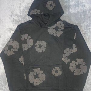 Denim Tears Cotton Wreath Hoodie Black/Grey Size Large